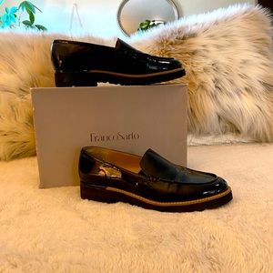 Black patent loafers